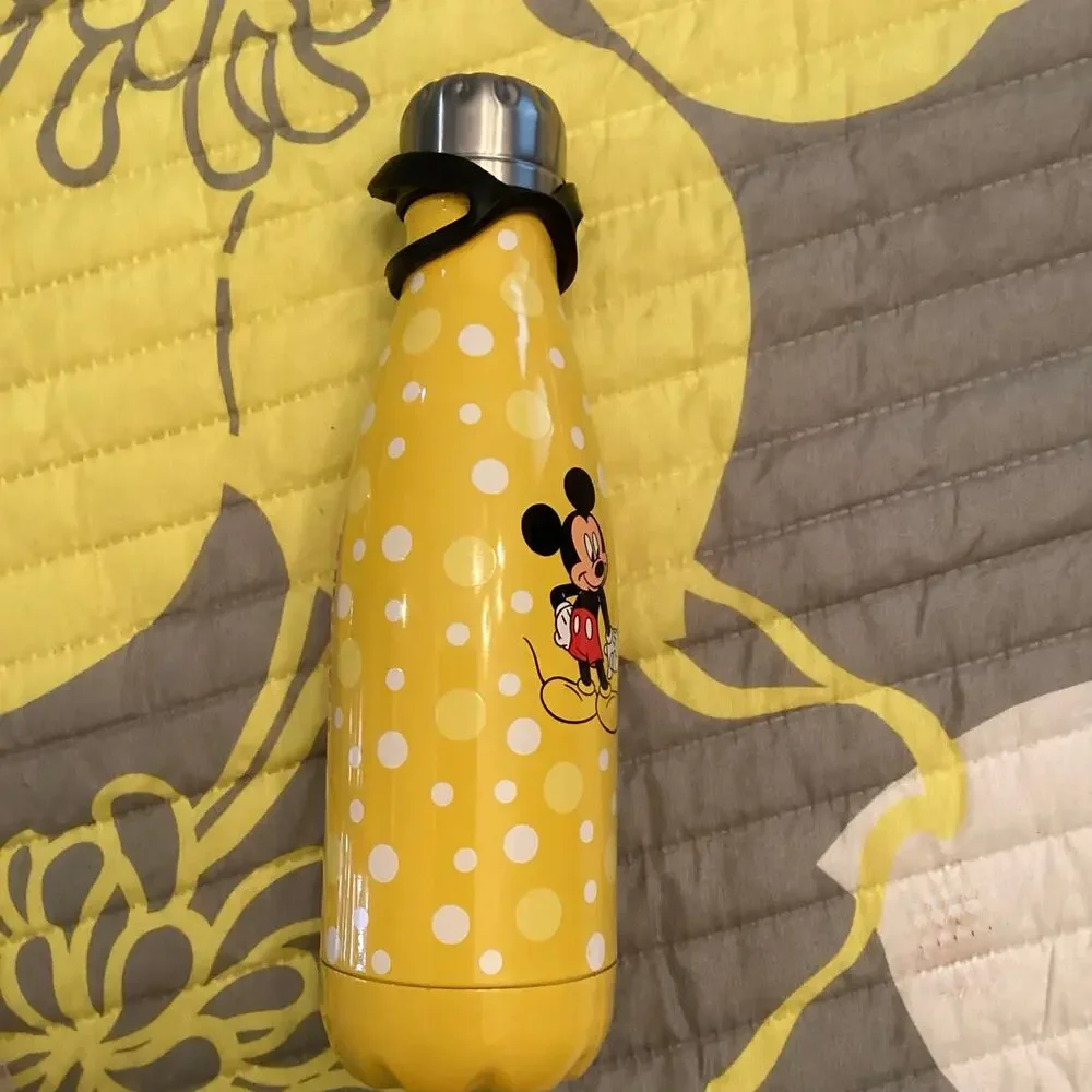 NWOT Disney Parks Mickey and Minnie Mouse Yellow Stainless Steel Water Bottle